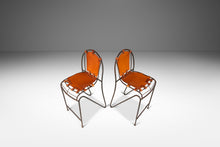 Load image into Gallery viewer, Rare Set of Two (2) Counter Height French Wrought Iron Industrial Barstools Hand-Worked Full Grain Leather by Jacques Adnet, France, 1950's-ABT Modern