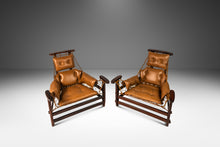 Load image into Gallery viewer, Rare Set of Two ( 2 ) 'Jangada' Lounge Chairs w/ Matching Ottoman in Jacaranda & Leather by Jean Gillon for Wood Art, Brazil, c. 1960s-ABT Modern