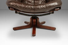 Load image into Gallery viewer, Scandinavian Mid-Century Modern Swivel Lounge Chair & Ottoman Set in Leather and Beech, Scandinavia, c. 1970s-ABT Modern