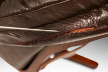 Load image into Gallery viewer, Scandinavian Mid-Century Modern Swivel Lounge Chair & Ottoman Set in Leather and Beech, Scandinavia, c. 1970s-ABT Modern