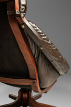 Load image into Gallery viewer, Scandinavian Mid-Century Modern Swivel Lounge Chair & Ottoman Set in Leather and Beech, Scandinavia, c. 1970s-ABT Modern