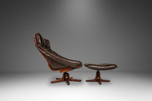 Load image into Gallery viewer, Scandinavian Mid-Century Modern Swivel Lounge Chair & Ottoman Set in Leather and Beech, Scandinavia, c. 1970s-ABT Modern
