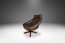 Load image into Gallery viewer, Scandinavian Mid-Century Modern Swivel Lounge Chair & Ottoman Set in Leather and Beech, Scandinavia, c. 1970s-ABT Modern