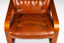 Load image into Gallery viewer, Scandinavian Modern Bentwood Lounge Chair in Original Cognac Leather & Beech Attributed to Ingmar Relling for Westnofa, Norway, c. 1970s-ABT Modern