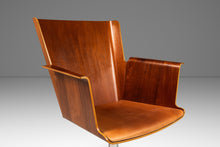 Load image into Gallery viewer, Scandinavian Modern Bentwood Office Chair Constructed from Birch with Patinaed Cognac Leather, Ake Axelsson, Sweden, 2000s-ABT Modern