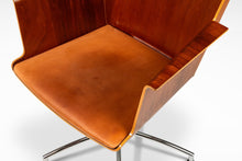 Load image into Gallery viewer, Scandinavian Modern Bentwood Office Chair Constructed from Birch with Patinaed Cognac Leather, Ake Axelsson, Sweden, 2000s-ABT Modern