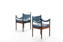 Load image into Gallery viewer, Set of 2 Kristian Solmer Vedel Blue Leather Lounge Chairs-ABT Modern