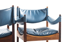 Load image into Gallery viewer, Set of 2 Kristian Solmer Vedel Blue Leather Lounge Chairs-ABT Modern