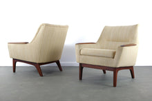 Load image into Gallery viewer, Set of 2 Swedish Mid Century Modern Lounge Chairs in Exquisite Walnut and Original Fabric-ABT Modern
