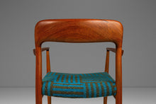 Load image into Gallery viewer, Set of Eight (8) Moller Model 75 Dining Chairs by Niels Møller for J.L. Møllers in Pierre Frey Mombasa Turquoise Fabric , Denmark, 1960s-ABT Modern