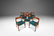 Load image into Gallery viewer, Set of Eight (8) Moller Model 75 Dining Chairs by Niels Møller for J.L. Møllers in Pierre Frey Mombasa Turquoise Fabric , Denmark, 1960s-ABT Modern
