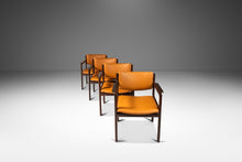 Load image into Gallery viewer, Set of Four ( 4 ) Danish Modern Arm Chairs in Solid Mahogany & Caramel Leather by Danish Overseas Imports, c. 1960's-ABT Modern