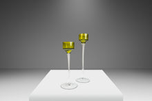 Load image into Gallery viewer, Set of Four (4) Italian Modern Elongated Blown Glass Two-Tone Candlestick Holders, Italy, c. 1970's-ABT Modern