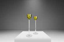 Load image into Gallery viewer, Set of Four (4) Italian Modern Elongated Blown Glass Two-Tone Candlestick Holders, Italy, c. 1970's-ABT Modern
