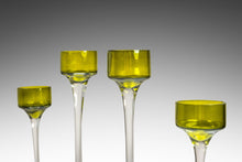 Load image into Gallery viewer, Set of Four (4) Italian Modern Elongated Blown Glass Two-Tone Candlestick Holders, Italy, c. 1970's-ABT Modern