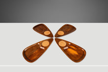 Load image into Gallery viewer, Set of Four (4) Mid-Century Modern Serving Trays in Solid Walnut & Cork, Japan, c. 1970's-ABT Modern