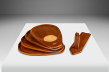 Load image into Gallery viewer, Set of Four (4) Mid-Century Modern Serving Trays w/ Wall Hanger in Solid Teak & Cork, Japan, c. 1970's-ABT Modern