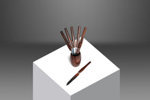 Load image into Gallery viewer, Set of Six (6) Danish Modern Serving Knives w/ Solid Rosewood Holder by Rostfrei Solingen, Germany, c. 1970's-ABT Modern