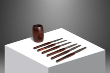 Load image into Gallery viewer, Set of Six (6) Danish Modern Serving Knives w/ Solid Rosewood Holder by Rostfrei Solingen, Germany, c. 1970's-ABT Modern