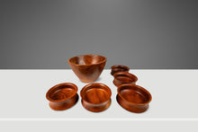 Load image into Gallery viewer, Set of Six ( 6 ) Mid-Century Organic Modern Wood-Turned Salad / Serving Bowls in Solid Burmese Teak, c. 1970's-ABT Modern
