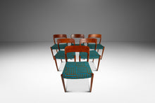 Load image into Gallery viewer, Set of Six (6) Moller Model 75 Dining Chairs by Niels Møller for J.L. Møllers in Pierre Frey Mombasa Turquoise Fabric , Denmark, 1960s-ABT Modern