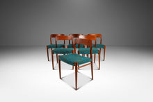 Load image into Gallery viewer, Set of Six (6) Moller Model 75 Dining Chairs by Niels Møller for J.L. Møllers in Pierre Frey Mombasa Turquoise Fabric , Denmark, 1960s-ABT Modern