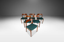 Load image into Gallery viewer, Set of Six (6) Moller Model #75 Dining Chairs in Teak & Geometric Mohair Fabric by Niels Møller for J.L. Møllers Møbelfabrik, Denmark, 1960s-ABT Modern