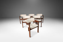 Load image into Gallery viewer, Set of Six (6) "Pamplona" Arm Dining Chairs in Rosewood & White Bouclé After Augusto Savini, c. 1970's-ABT Modern