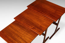 Load image into Gallery viewer, Set of Three ( 3 ) Danish Mid-Century Modern Nesting Tables in Teak by Kai Kristiansen for Vildbjerg Møbelfabrik, Denmark, c. 1960s-ABT Modern