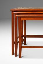 Load image into Gallery viewer, Set of Three (3) Danish Mid-Century Modern Nesting Tables in Teak w/ Tile Inlay by Poul H. Poulsen for Gangsø Møbler, Denmark, c. 1970's-ABT Modern