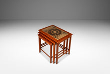 Load image into Gallery viewer, Set of Three (3) Danish Mid-Century Modern Nesting Tables in Teak w/ Tile Inlay by Poul H. Poulsen for Gangsø Møbler, Denmark, c. 1970's-ABT Modern