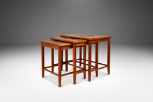 Load image into Gallery viewer, Set of Three (3) Danish Mid-Century Modern Nesting Tables in Teak w/ Tile Inlay by Poul H. Poulsen for Gangsø Møbler, Denmark, c. 1970's-ABT Modern