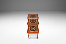 Load image into Gallery viewer, Set of Three (3) Danish Mid-Century Modern Nesting Tables in Teak w/ Tile Inlay by Poul H. Poulsen for Gangsø Møbler, Denmark, c. 1970's-ABT Modern