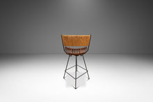 Load image into Gallery viewer, Set of Three ( 3 ) MCM Wrought Iron Bar Stools in Maple & Raffia Rope for by Arthur Umanoff for Raymor, USA, c. 1960s-ABT Modern