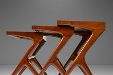 Load image into Gallery viewer, Set of Three (3) Mid-Century Italian Modern Nesting Tables in Solid Walnut In the Manner of Ico Parisi, Italy, c. 1960s-ABT Modern