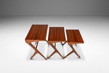 Load image into Gallery viewer, Set of Three (3) Mid-Century Italian Modern Nesting Tables in Solid Walnut In the Manner of Ico Parisi, Italy, c. 1960s-ABT Modern