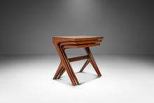 Load image into Gallery viewer, Set of Three (3) Mid-Century Italian Modern Nesting Tables in Solid Walnut In the Manner of Ico Parisi, Italy, c. 1960s-ABT Modern