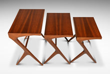 Load image into Gallery viewer, Set of Three (3) Mid-Century Italian Modern Nesting Tables in Solid Walnut In the Manner of Ico Parisi, Italy, c. 1960s-ABT Modern