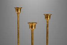Load image into Gallery viewer, Set of Three ( 3 ) Mid-Century Modern Bauhaus Graduated Brass Tulip-Shaped Candlestick Holders, USA, c. 1960s-ABT Modern