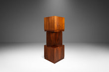 Load image into Gallery viewer, Set of Three ( 3 ) Mid-Century Modern Cube Brutalist End Tables / Pedestals in Walnut by Jack Cartwright for Founders, USA, c. 1960;-ABT Modern