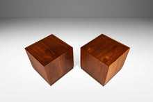 Load image into Gallery viewer, Set of Three ( 3 ) Mid-Century Modern Cube Brutalist End Tables / Pedestals in Walnut by Jack Cartwright for Founders, USA, c. 1960;-ABT Modern