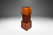 Load image into Gallery viewer, Set of Three ( 3 ) Mid-Century Modern Cube Brutalist End Tables / Pedestals in Walnut by Jack Cartwright for Founders, USA, c. 1960;-ABT Modern