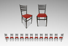 Load image into Gallery viewer, Set of Twelve (12) Mid-Century Italian Modern Bespoke Dining Chairs w/ New Vinyl Upholstery Designed After Gio Ponti, Italy, c. 1960's-ABT Modern