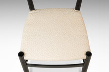 Load image into Gallery viewer, Set of Twelve (12) Mid-Century Italian Modern Bespoke Ebonized High-Back Dining Chairs in White Bouclé After Gio Ponti, Italy, c. 1960's-ABT Modern