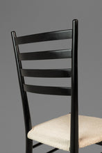 Load image into Gallery viewer, Set of Twelve (12) Mid-Century Italian Modern Bespoke Ebonized High-Back Dining Chairs in White Bouclé After Gio Ponti, Italy, c. 1960's-ABT Modern