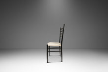 Load image into Gallery viewer, Set of Twelve (12) Mid-Century Italian Modern Bespoke Ebonized High-Back Dining Chairs in White Bouclé After Gio Ponti, Italy, c. 1960's-ABT Modern