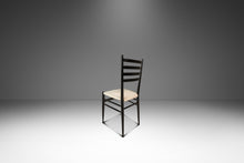 Load image into Gallery viewer, Set of Twelve (12) Mid-Century Italian Modern Bespoke Ebonized High-Back Dining Chairs in White Bouclé After Gio Ponti, Italy, c. 1960's-ABT Modern