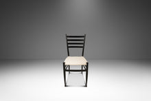 Load image into Gallery viewer, Set of Twelve (12) Mid-Century Italian Modern Bespoke Ebonized High-Back Dining Chairs in White Bouclé After Gio Ponti, Italy, c. 1960's-ABT Modern