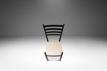 Load image into Gallery viewer, Set of Twelve (12) Mid-Century Italian Modern Bespoke Ebonized High-Back Dining Chairs in White Bouclé After Gio Ponti, Italy, c. 1960's-ABT Modern