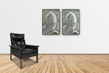 Load image into Gallery viewer, Set of Two (2) Abstract Linocut "A" Digital Print Wall Art Paintings-ABT Modern